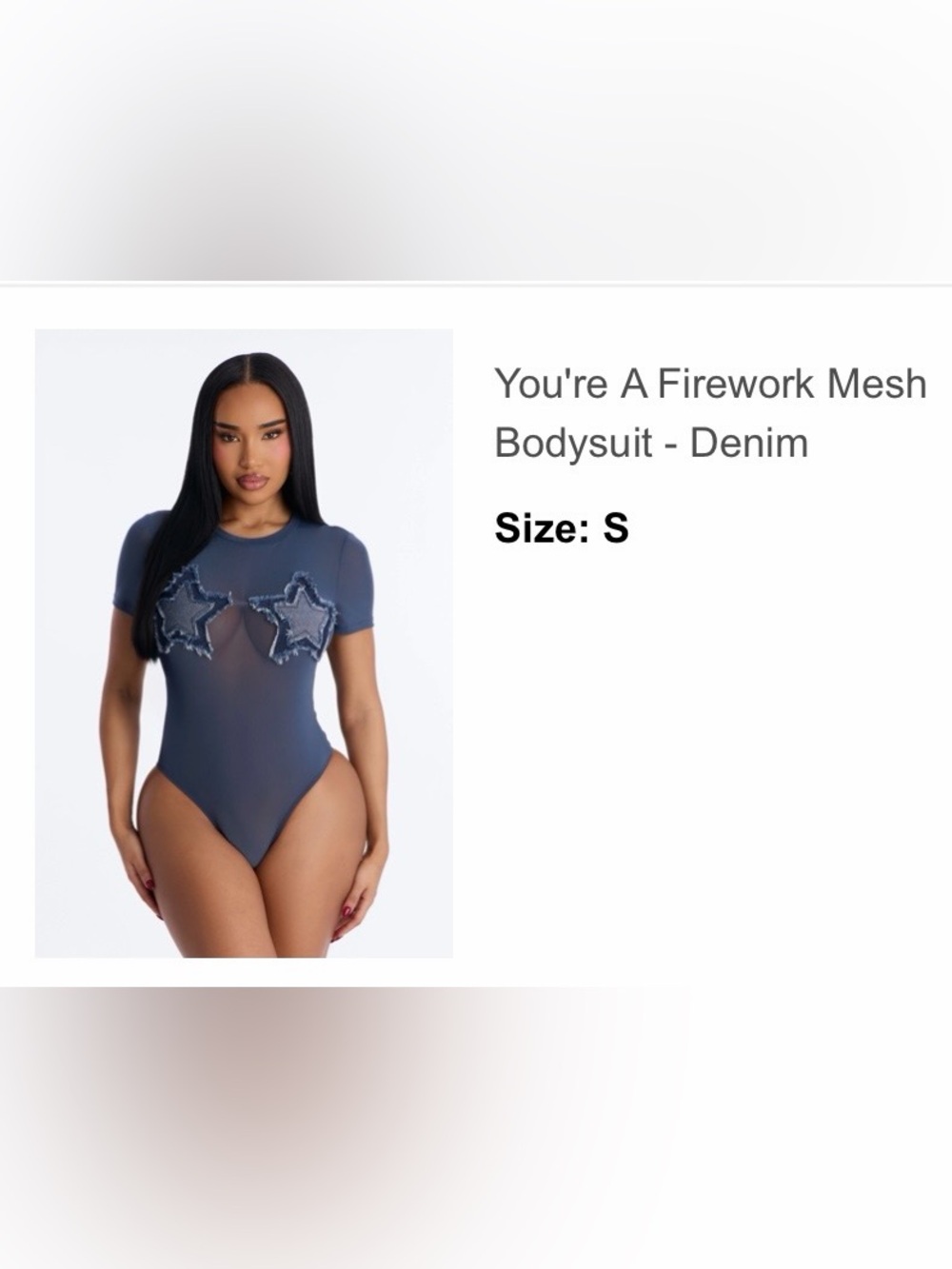 You're A Firework Mesh Bodysuit - Denim